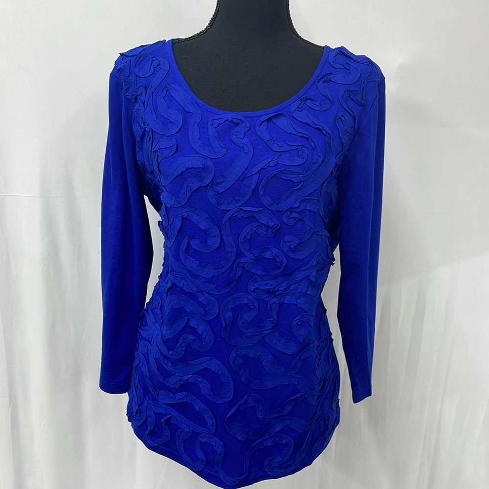 Cable & Gauge royal blue, 3/4 sleeve, tunic, size X-Large